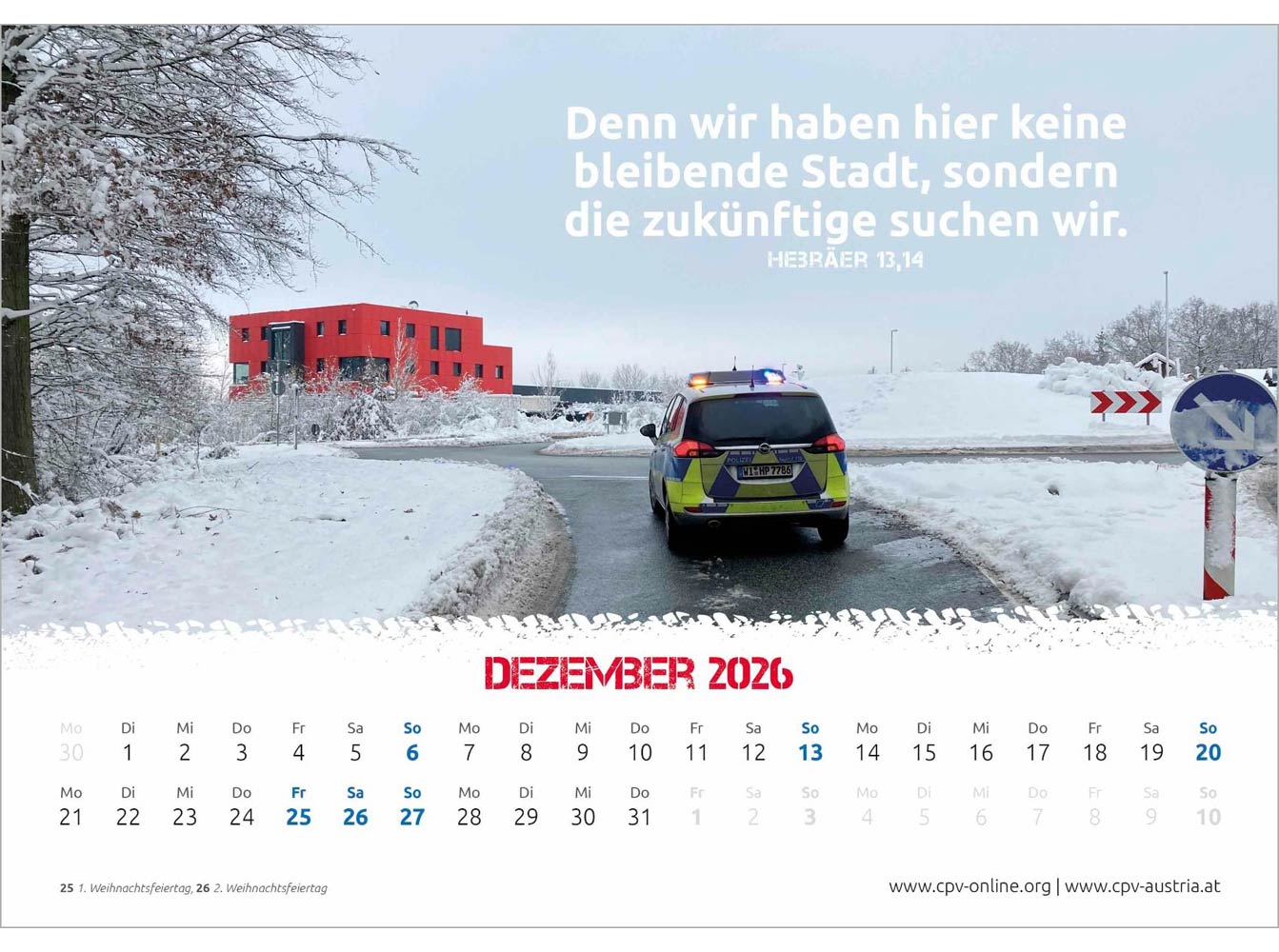 Mit Gott bei der Polizei 2026 - Wandkalender