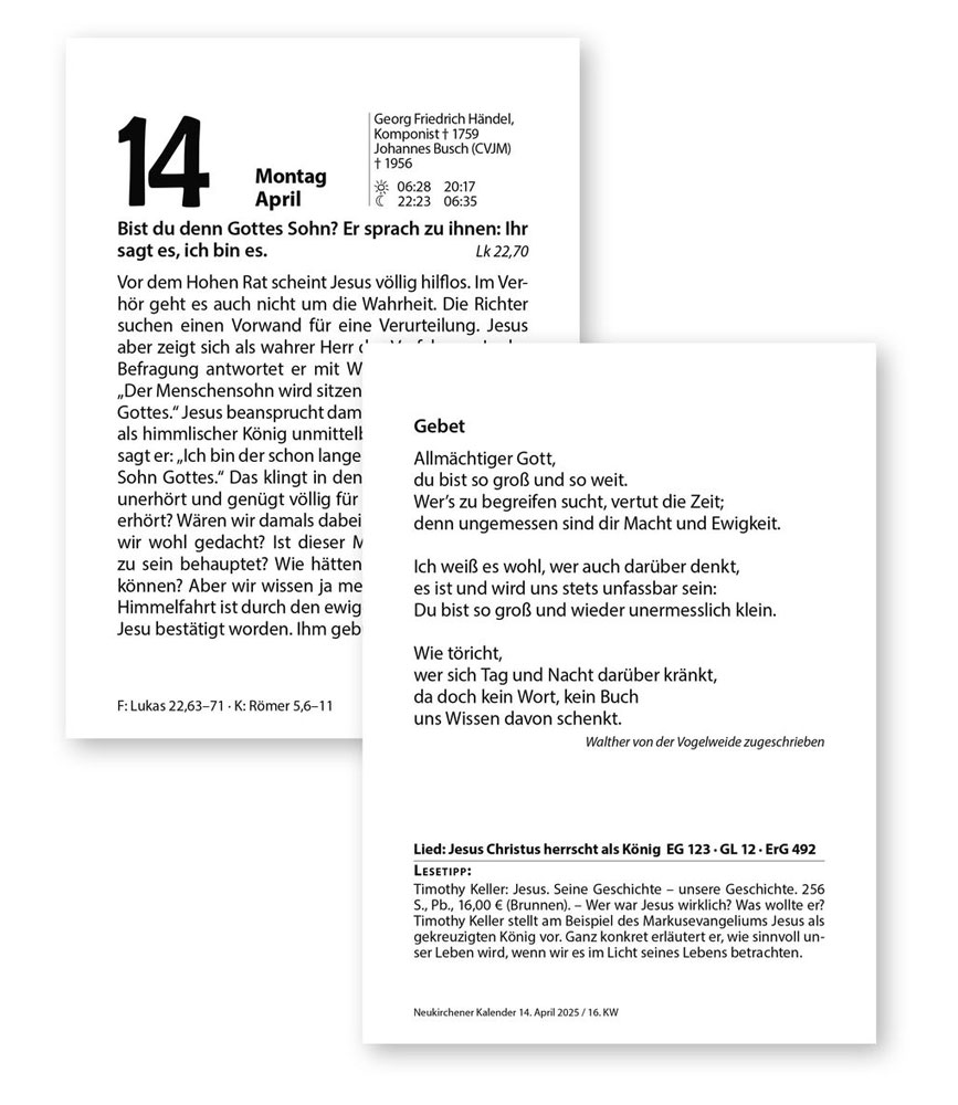 Neukirchener Abreißkalender 2026 - Großdruckausgabe