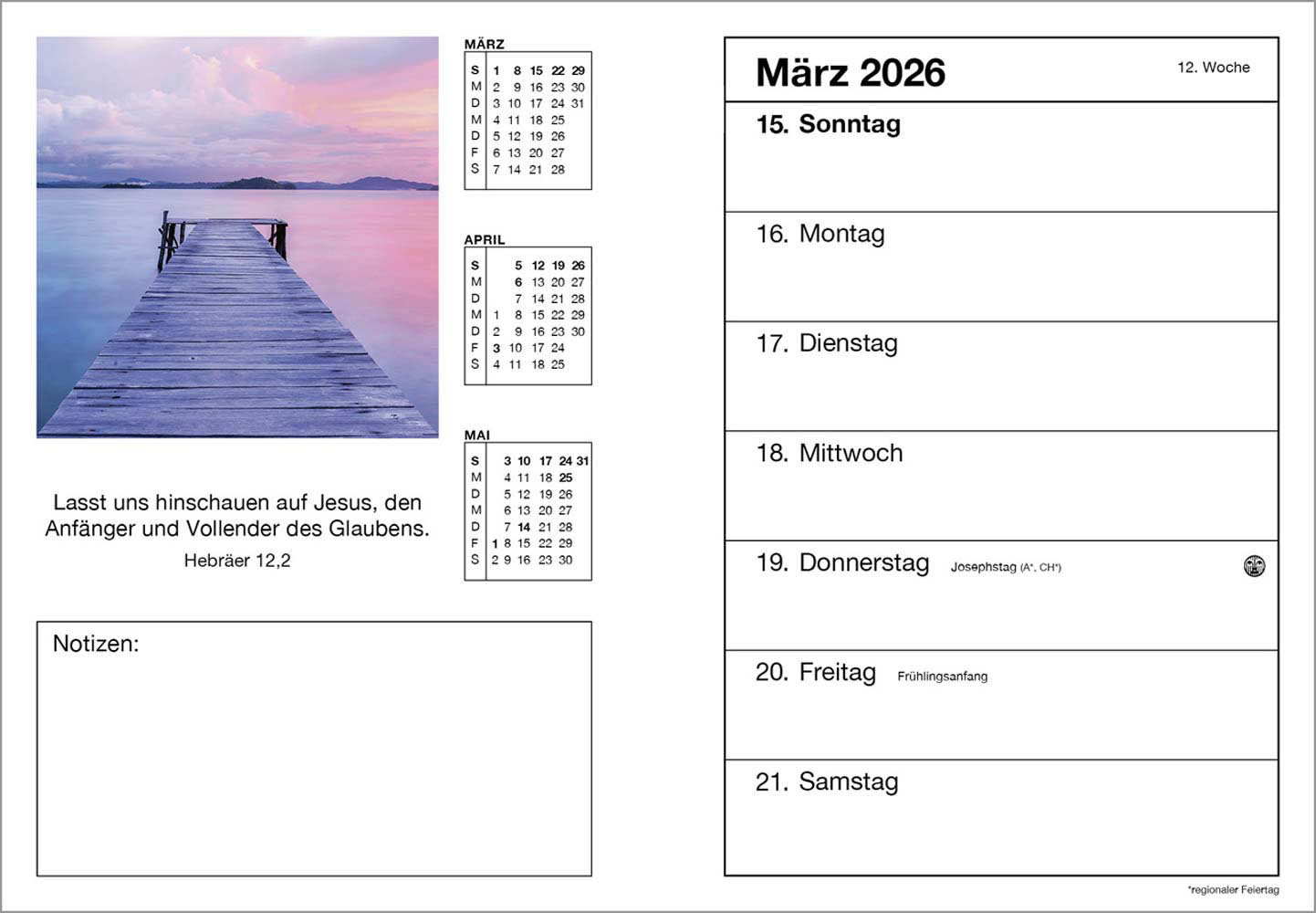 Farbfoto-Agenda 2026