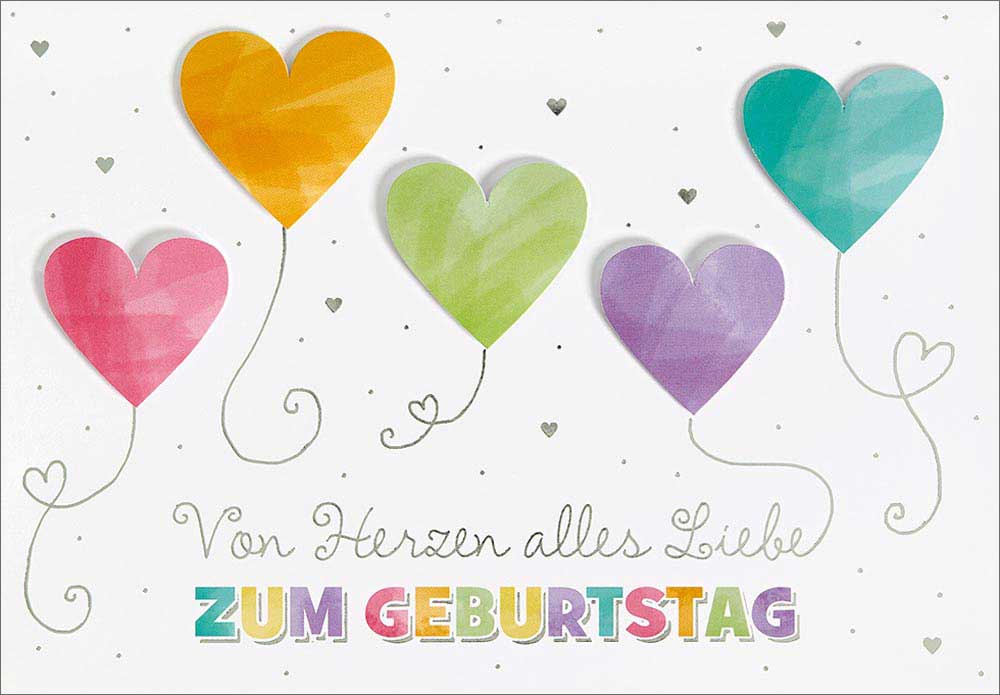 Doppelkarte "von Herzen/ Luftballons"