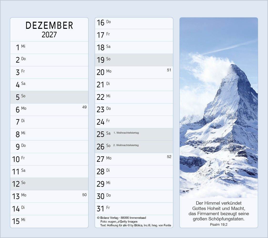 Vormerk-Kalender 2027