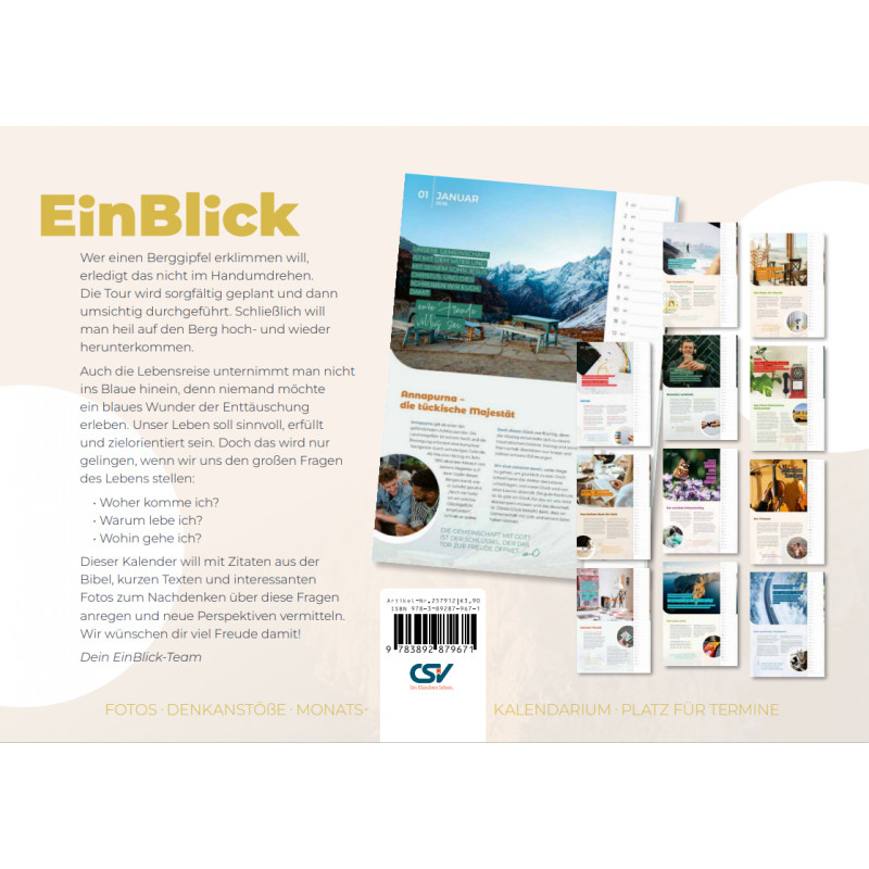 EinBlick Monatskalender 2026 EinBlick Monatskalender 2026