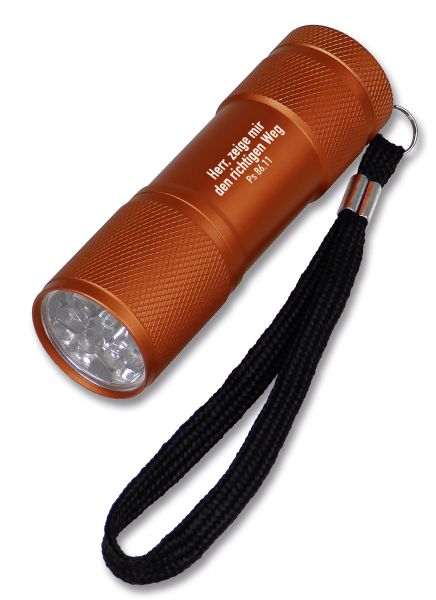 LED-Taschenlampe "Herr, zeige mir den richtigen Weg" - orange