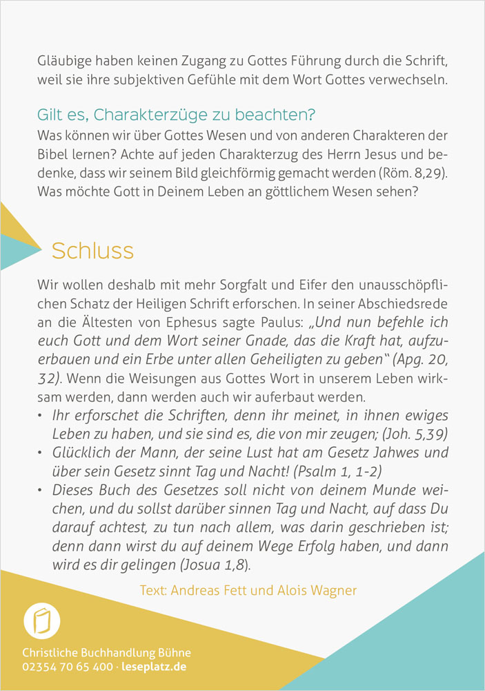 Flyer "Wie studiere ich die Bibel mit Gewinn?"