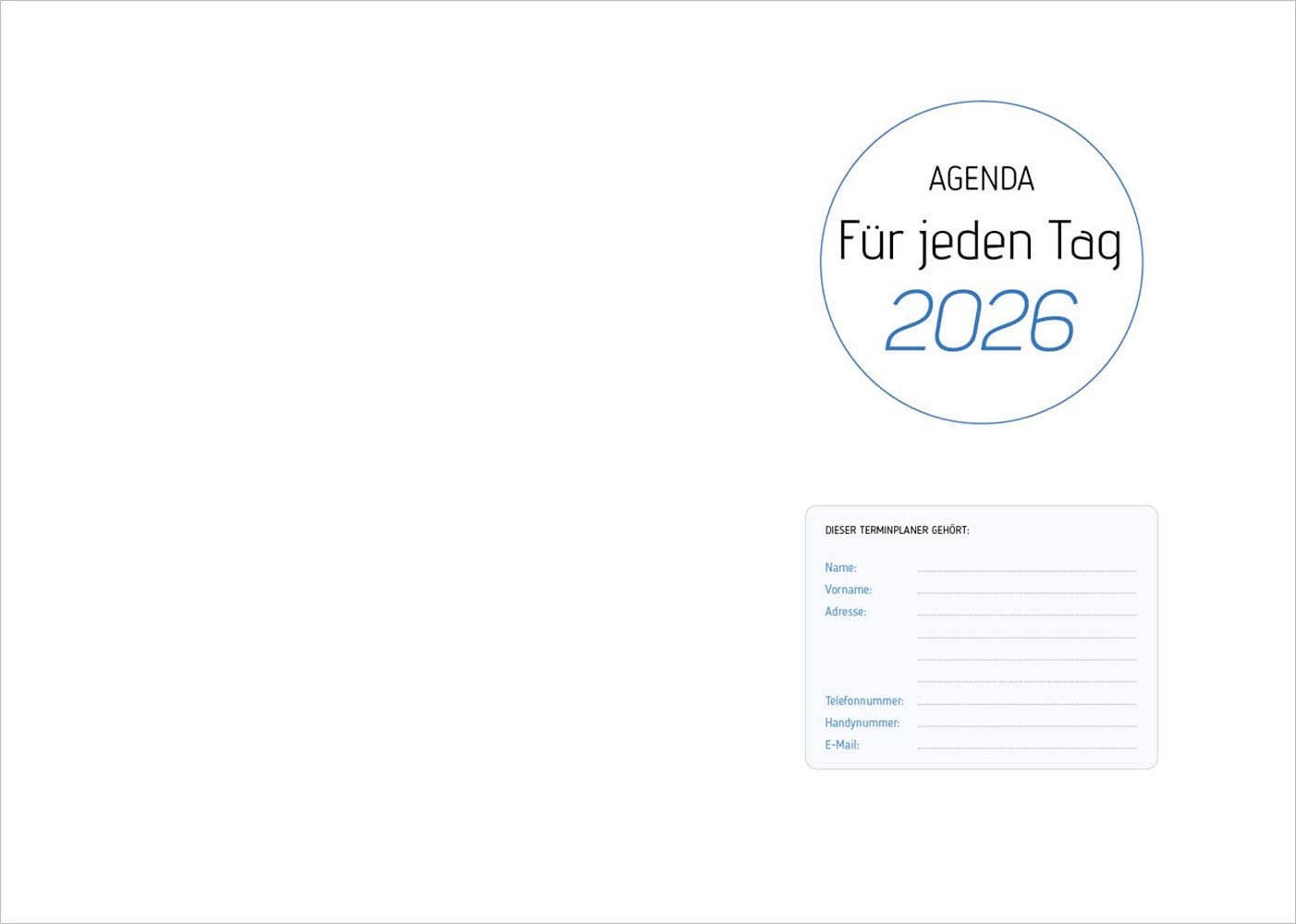 Agenda für jeden Tag 2026 Agenda für jeden Tag 2026