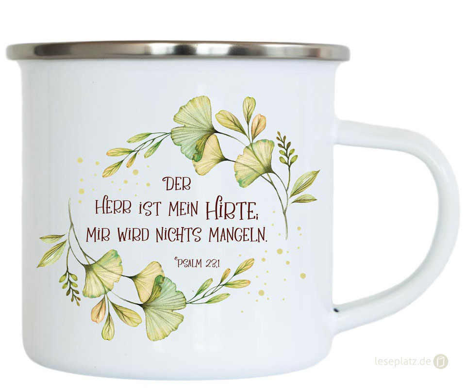 Emaille-Becher "Der HERR ist mein Hirte"