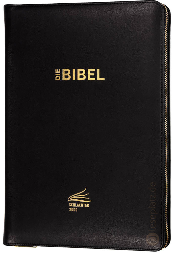 Schlachter 2000 Standardausgabe - Vollrindleder schwarz / Goldschnitt mit Reißverschluss