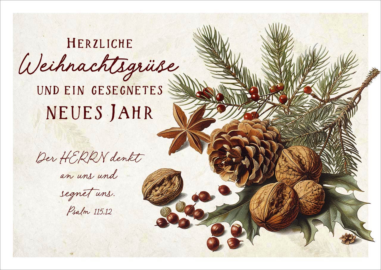 Postkarte "Weihnachtsgrüße" (Tannenzweig)