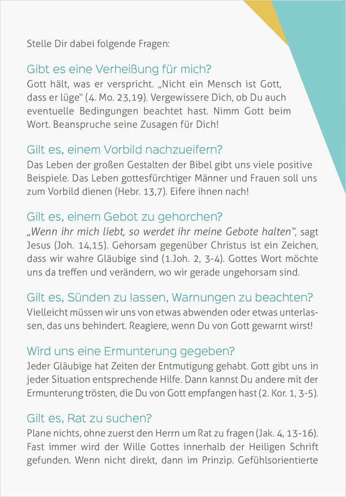 Flyer "Wie studiere ich die Bibel mit Gewinn?"