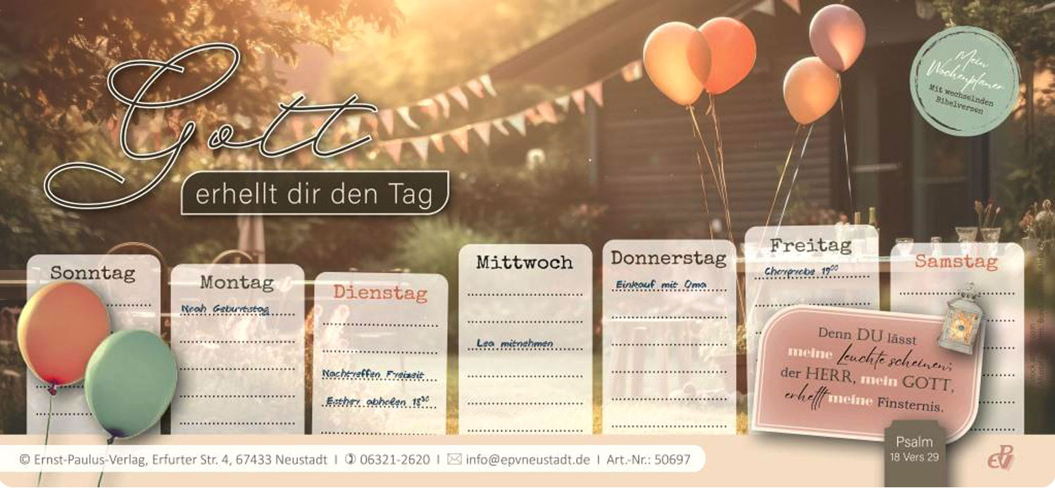 Wochenplaner "Gott erhellt dir den Tag"