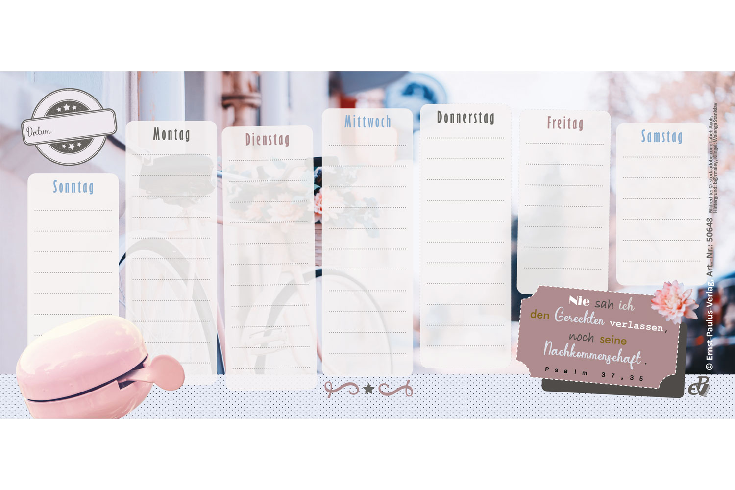 Wochenplaner "Gott verlässt dich nicht"