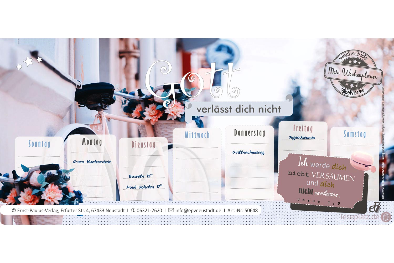 Wochenplaner "Gott verlässt dich nicht"