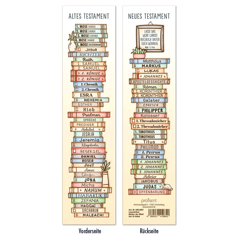 Lesezeichen "Bücher der Bibel" - 10er Pack