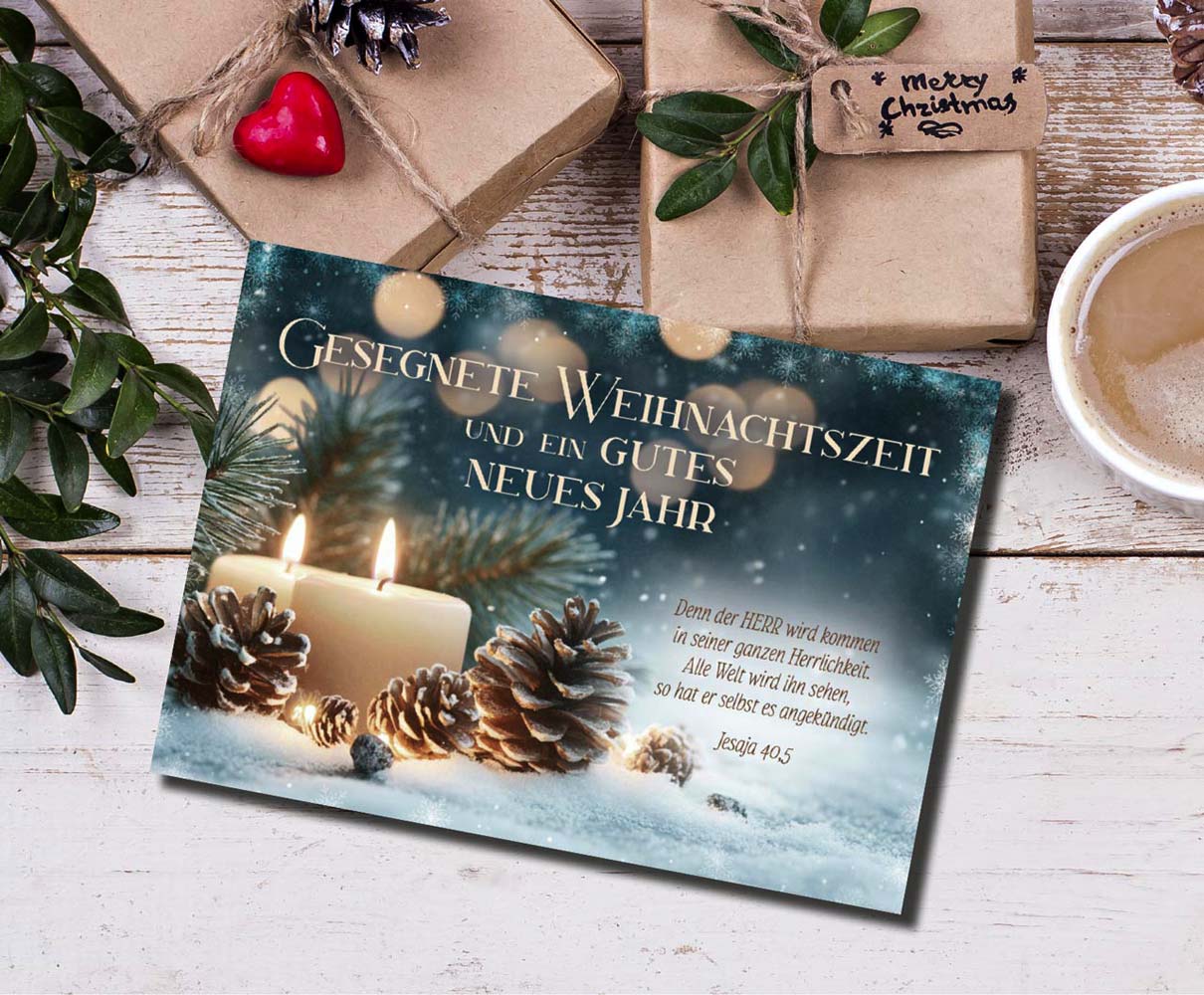 Postkarten "Gesegnete Weihnachtszeit" (Kerzen)