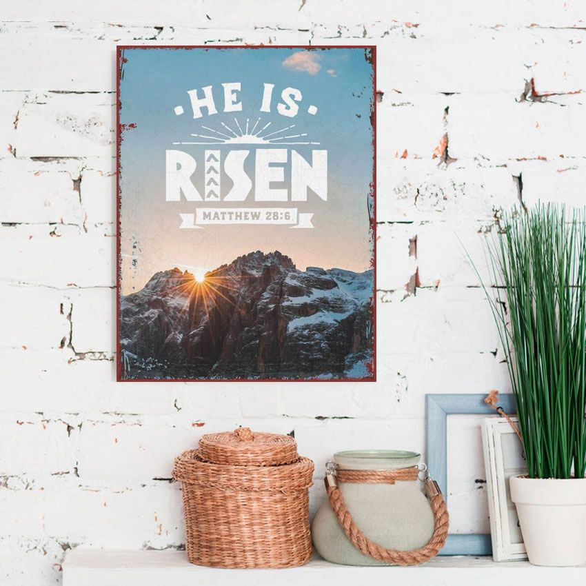 Metallschild "He is Risen"