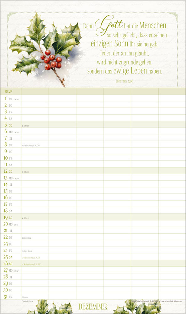 Wortschatzgalerie Poesie 2027 - Familienplaner