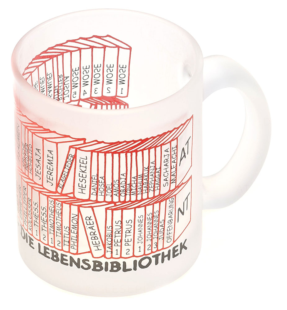 Glastasse "Gottes Wort - die Lebensbibliothek"