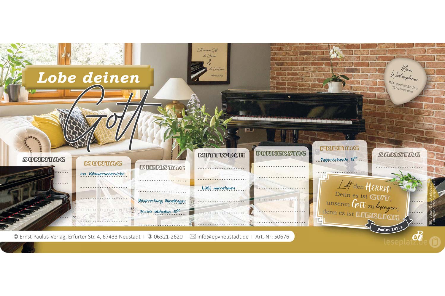 Wochenplaner "Lobe deinen Gott"