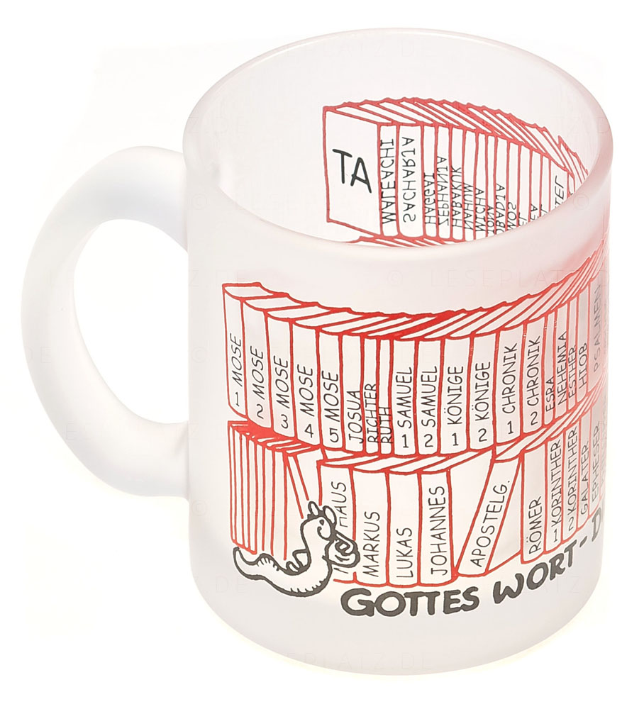 Glastasse "Gottes Wort - die Lebensbibliothek"