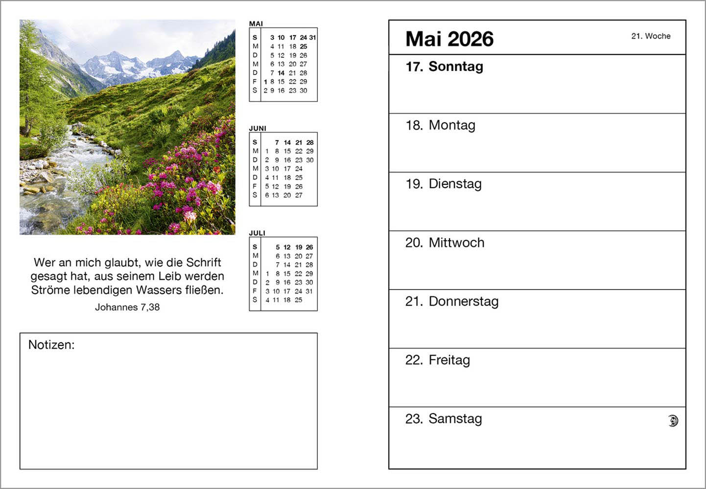 Farbfoto-Agenda 2026