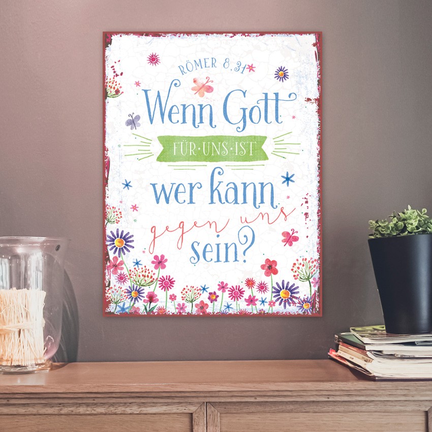 820130_1 Metallschild "Wenn Gott für uns ist ..."