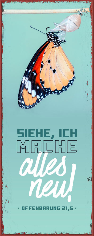 Metallschild "Jahreslosung 2026 - Schmetterling"