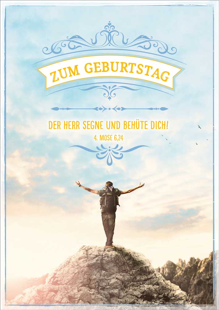 179731905 Postkarte "Mann auf Berggipfel"