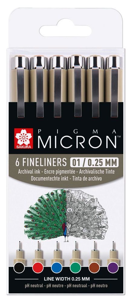 Fineliner Pigma Micron 01 - 6er-Set