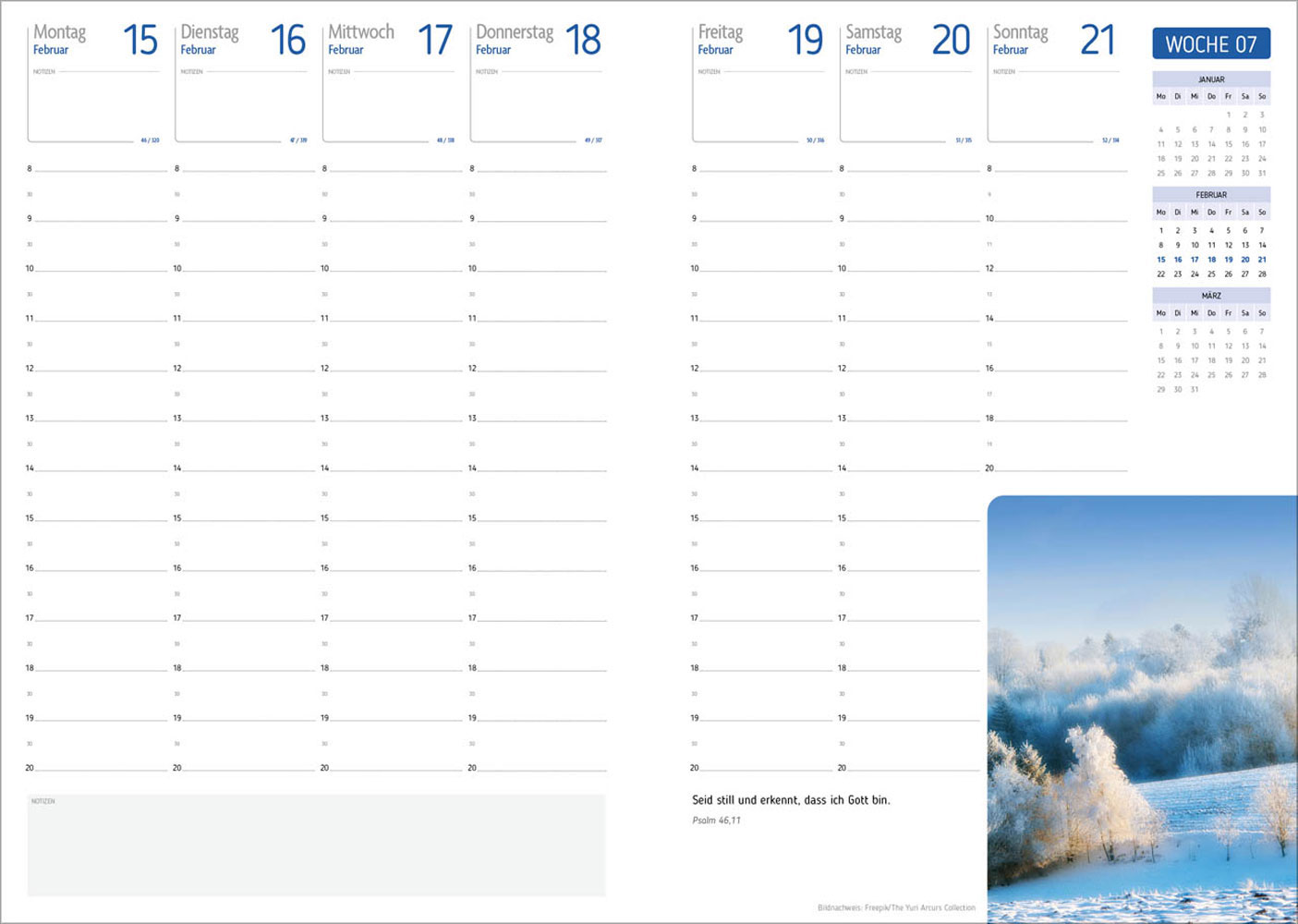 Agenda für jeden Tag 2027